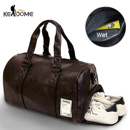 Dry Wet PU Leather Gym Bag