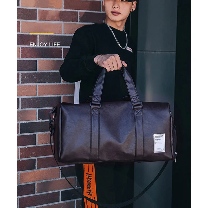 Dry Wet PU Leather Gym Bag